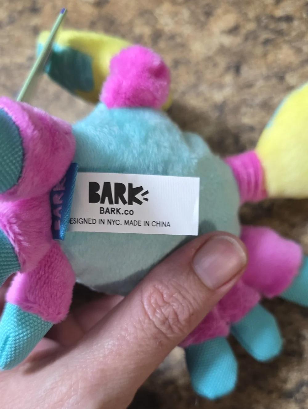 Bark Yellow, Blue, Pink Plush Moe The‎ Mosaic Crab Dog Toy NWT SMALL 0-20 Pounds